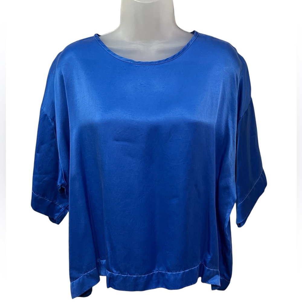 CALI by Cali Dreaming Boyfriend Tee True Blue Silky Lyocell Size X-Small NWT